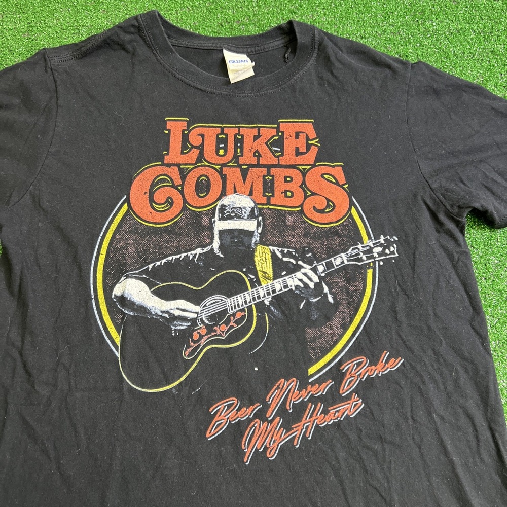 Luke Combs Beer Never Broke My Heart 2019 Tour Concert Black T-Shirt Mens Medium